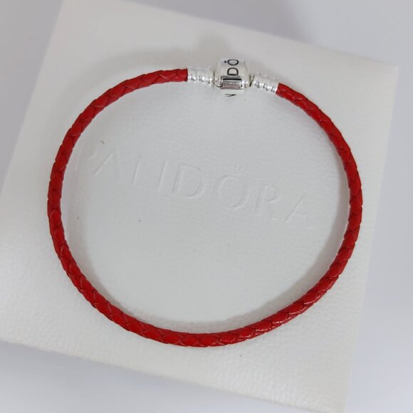 Pandora Single Red Leather Bracelet with Pandora Clasp - Picture 6 of 7